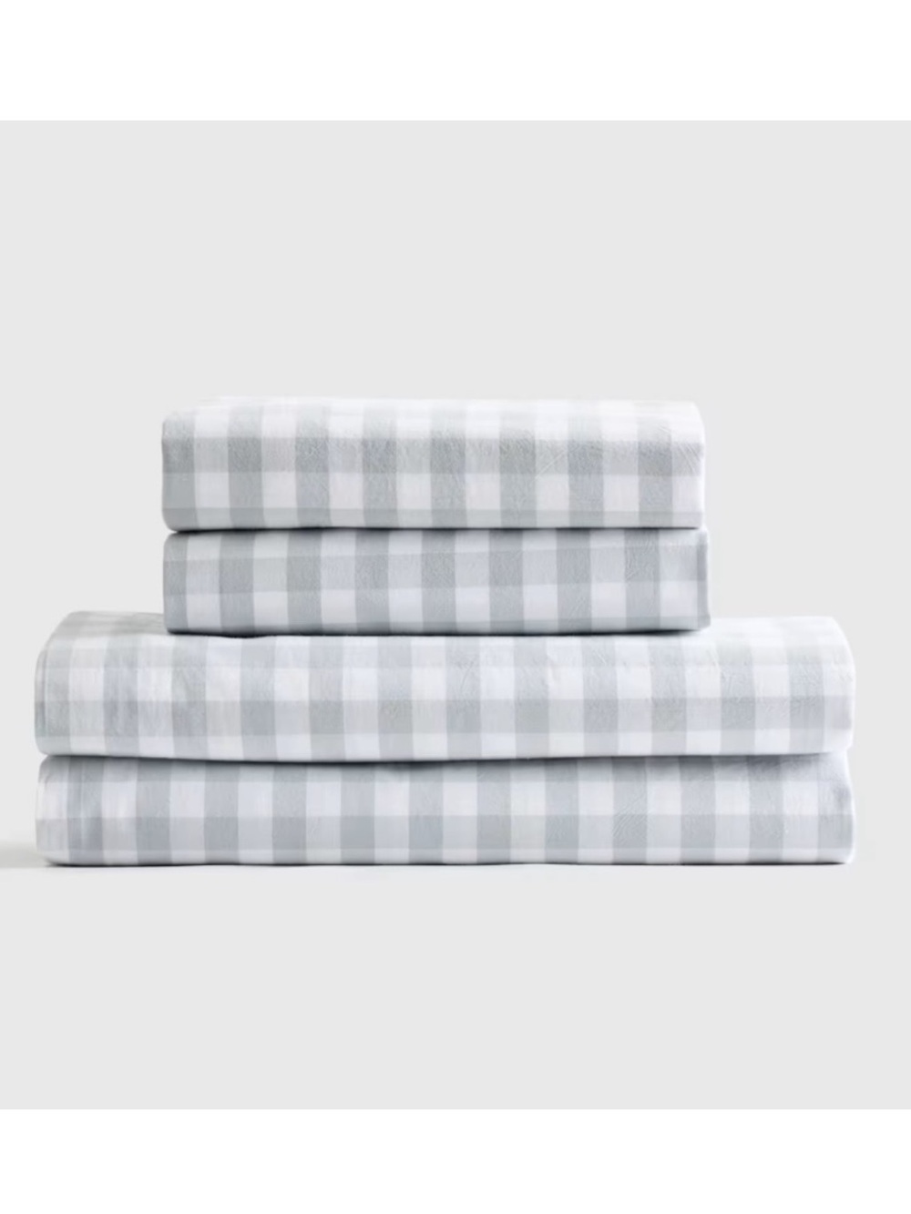 NWT QUINCE Organic Crisp Percale Blue Fog Gingham Sheet Set King 8182